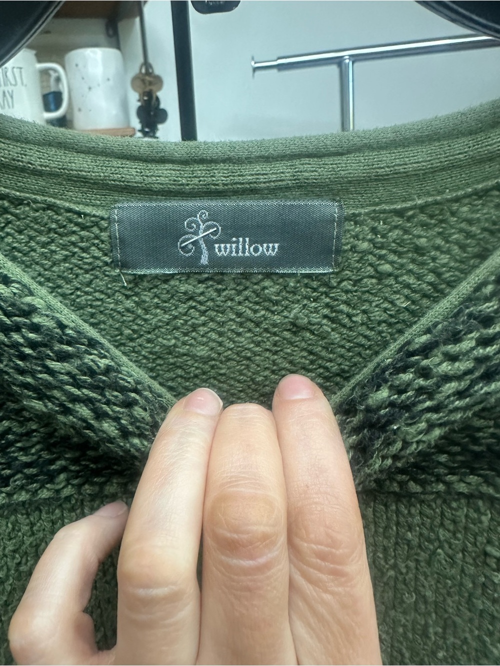 Willow Olive Green V-Neck Knit Sweater - Picture 4 of 4